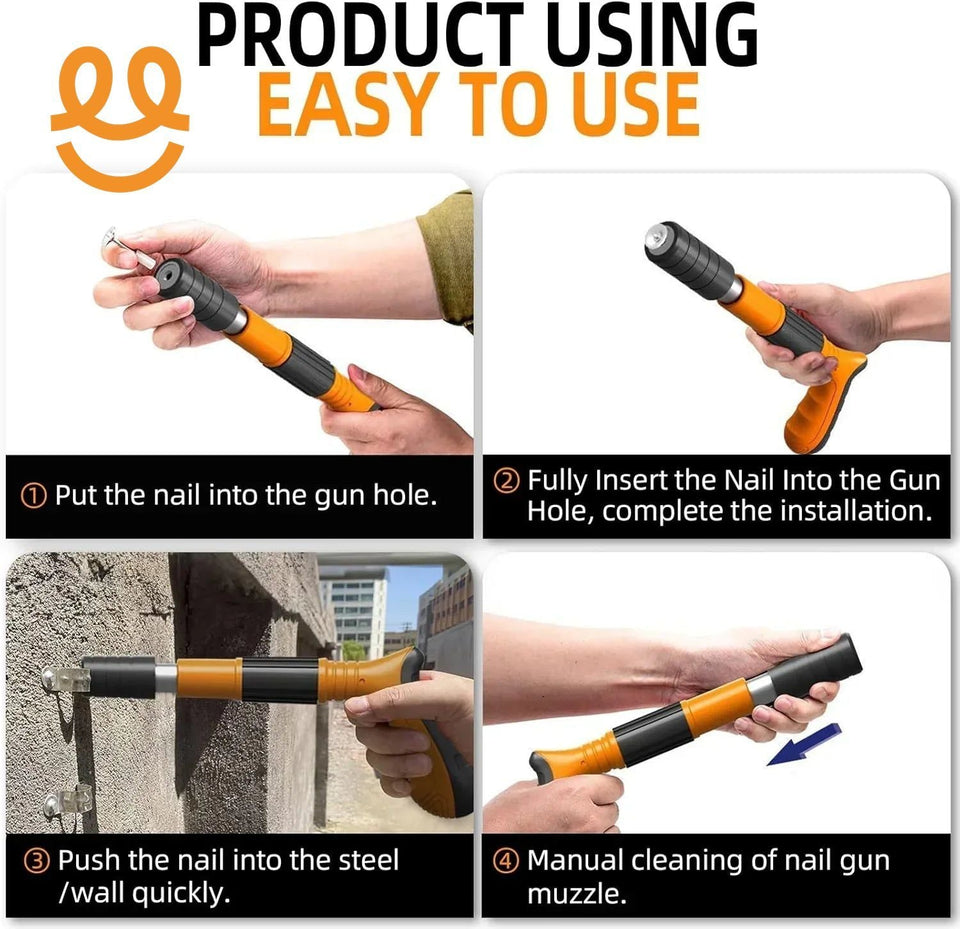Heavy-Duty Concrete Nail Gun Kit with 10 Free Nails